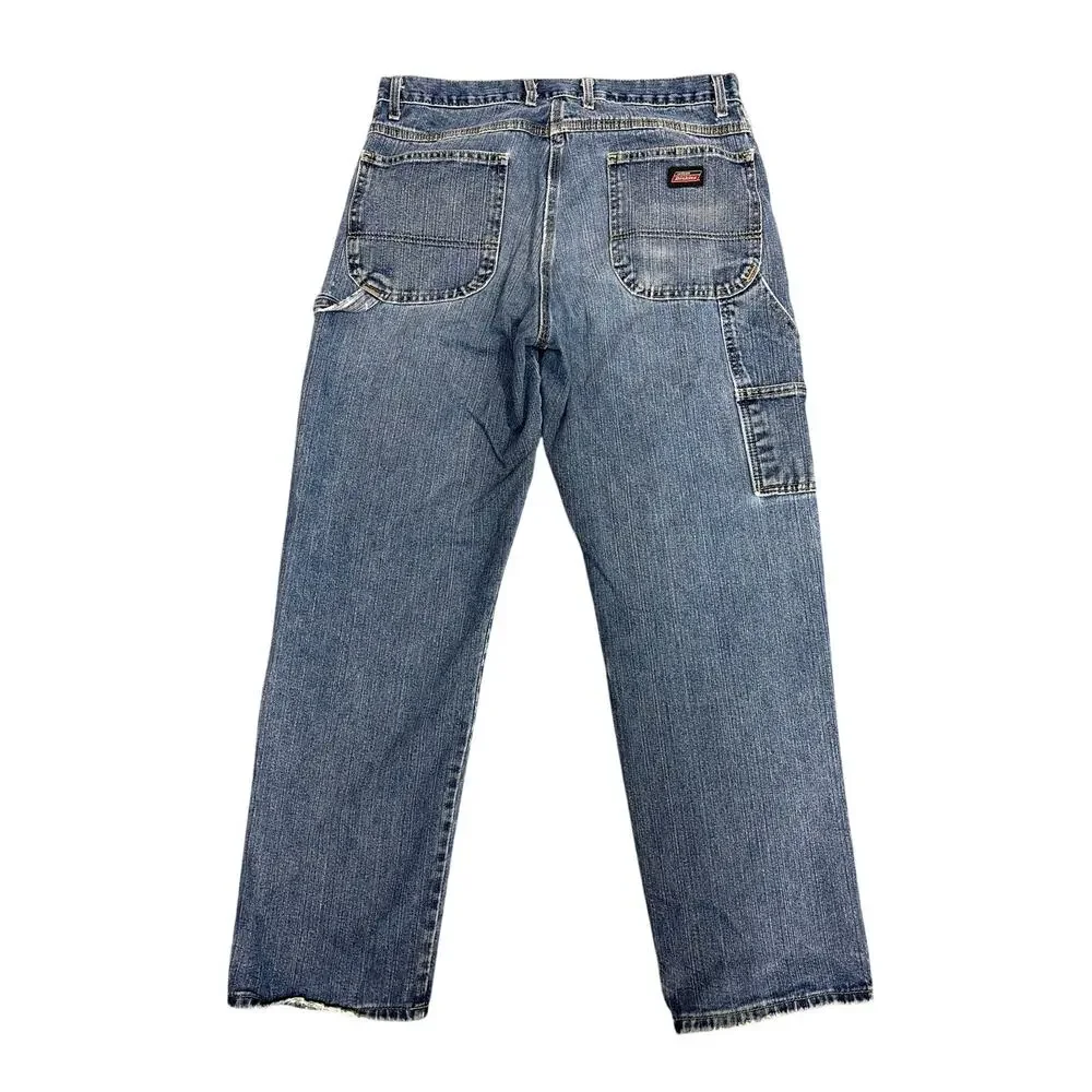 Dickies Jeans Mens 34x32 Blue Medium Wash Relaxed Fit Carpenter Workwear Classic - Picture 2 of 15